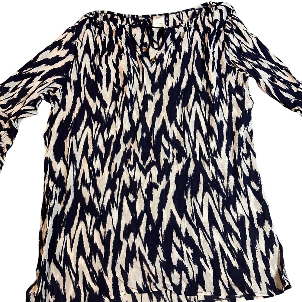 Anne Cole Navy White Ikat Print Swim Cover-Up Tunic Dress XL XXL NWT